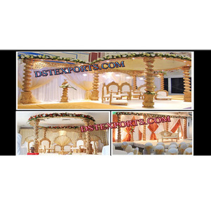 Ensemble de Mandap en bois en spirale pour mariage, Mandap traditionnel indien Gujarati, Mandap élégant Jodha Akbar pour mariage, décoration d'événements au Royaume-Uni - Product Image 1