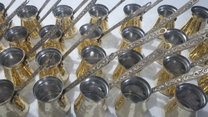 Decorative Hammered Brass Coffee Pot with Wooden Handle - Product Image 5