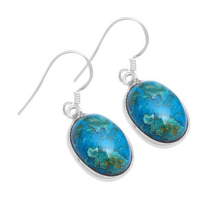 Hermoso oro brillo cobre turquesa piedra preciosa 925 plata esterlina Piedra Natural joyería pendientes moda pendiente para mujer - Product Image 1