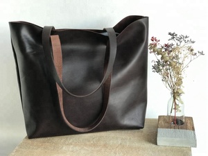 Large Dark Brown Genuine Leather <b>Tote</b> <b>Bag</b> Handmade Markhor Leather Women's <b>Bag</b> AV-0038 Convenient & Easy to Carry - Product Image 2