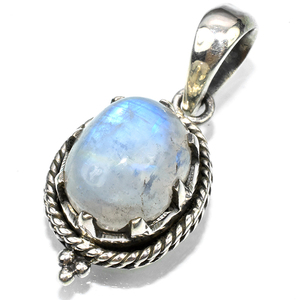 Colgante de plata de ley 925 con forma ovalada y arcoíris blanco, joyería de venta al por mayor - Product Image 2