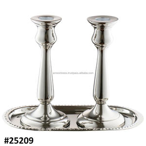 Bougeoir/bougeoir fait main en aluminium brillant argenté lot de 2 décorations de mariage - Product Image 6