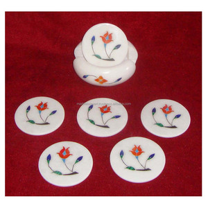 Marble Stone Design Table <b>Coaster</b> <b>Set</b> - Product Image 1