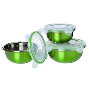 Lock N Lock <b>Bowl</b> Set <b>With</b> Color Stainless Steel Salad <b>Bowl</b> for Kitchen Baking Metal <b>Mixing</b> Set <b>Bowl</b> at Wholesale Price - Product Image 1