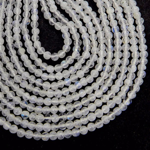 Piedra Lunar arcoíris redonda lisa de 3mm, Gema de 9,5 pulgadas de longitud, hilo de 16,15 cts, fabricación de cuentas para joyería - Product Image 1