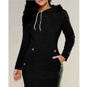Custom Casual Women Fashion Pullover <b>Hoodie</b> with Front Pocket Curved Hem Long <b>Hoodie</b> Dress - Product Image 4