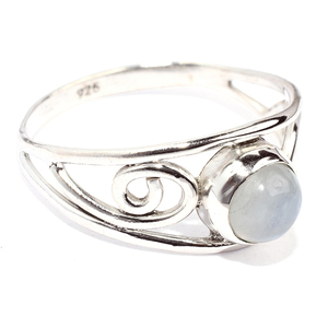 Anillos de plata de ley 925 con forma redonda de arcoíris, piedra lunar blanca, joyería de plata de ley 925, joyería de plata 925 al por mayor - Product Image 1