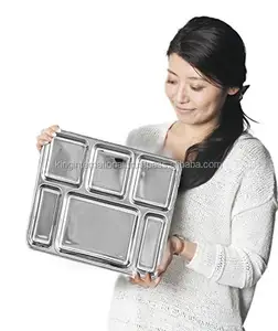 High quality stainless steel school lunch tray and food tray with 4/5/6 compartments