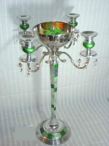 Candelabro de aluminio con cuenco de flores para el hogar, oficina, decoración de bodas, otros candelabros, linternas y tarros de velas - Product Image 2