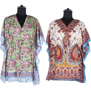 2025 última moda musulmana Vestido corto indio precio al por mayor caftán musulmán de alta calidad bloque de mano impreso diseño Floral caftán - Product Image 1