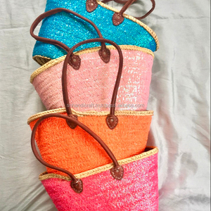 Cestas Grandes de Lentejuelas de Alta Calidad/Bolsos de Mercado Boho Tejidos a Mano con Hojas de Palma - Product Image 1