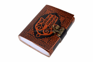 Hamsa tay dập nổi bìa cứng ràng buộc da chính hãng Tạp Chí cho cá nhân bằng văn bản Nguồn cung cấp học Brass c-khóa Nhật ký A5 Lưu ý cuốn sách - Product Image 5