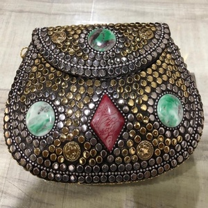 Handmade <b>Indian</b> Metal Clutch <b>Bags</b> and Multi Stones Purse Dubai Use Mini Beautiful <b>Bags</b> for Usa and Turkey - Product Image 1