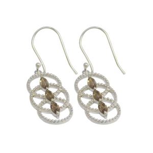 Newest Popular Personalized 925 <b>Sterling</b> <b>Silver</b> Smoky Quartz Gemstone Fine <b>Dangle</b> <b>Earrings</b> Supplied by Trusted Exporter - Product Image 1