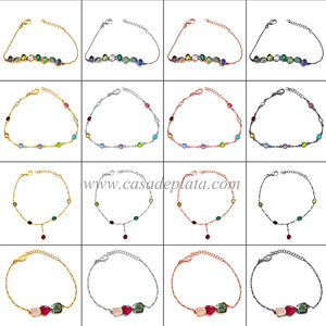 Collar de cadena chapado en oro con gema de cuarzo ahumado, calcedonia Aqua - Product Image 3