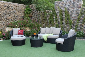 Muebles de jardín de ratán PE, juegos de sofás de ratán polivinílico para exteriores modernos, marco de aluminio de mimbre, juego de Patio de estilo 1 - Product Image 2