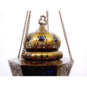 Lustre suspendu traditionnel marocain/égyptien en laiton antique Zahereen BR353, à économie d'énergie, art égyptien - Product Image 2