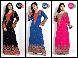 Fabrication de robe longue avec imprimé fantaisie, kaftan, vêtement pour le travail - Product Image 4