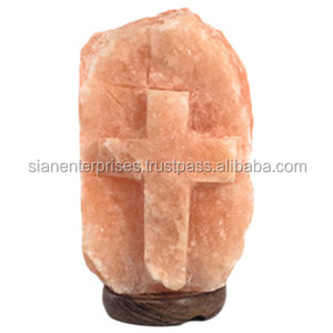 Lámparas de Sal con Forma de Cruz Navideña, Talladas en Material Orgánico con Tema de Ángel, 5x5x8 Pulgadas, para Sian Enterprises - Product Image 3