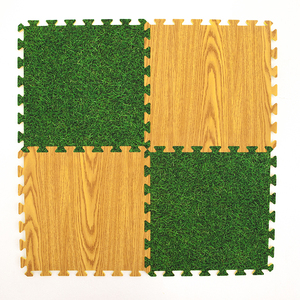 European Factory Wood/Grass Laminated EVA Interlocking Mat Puzzle Floor Mat
