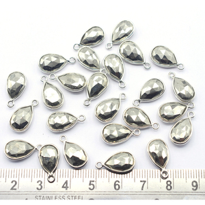 Pyrite poire forme 925 argent Sterling lunette argent plaqué pendentif fabrication de bijoux faits à la main - Product Image 4