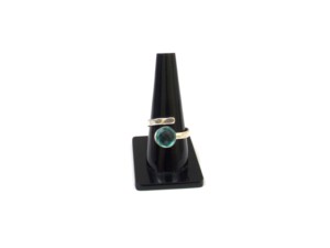 Anillo bohemio de piedra preciosa chapada en plata Vintage con forma redonda de Topacio azul hecho a mano - Product Image 4
