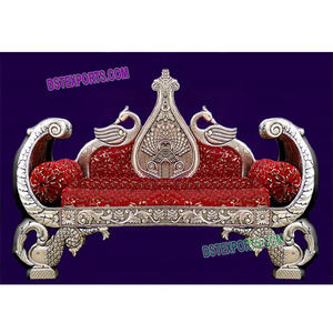 โซฟามหาราชาแต่งงานสีเงินอินเดีย,โซฟาแต่งงาน King โซฟาแต่งงานนกยูงสองที่นั่ง - Product Image 1