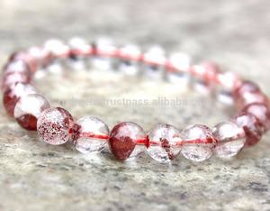 Pulsera elástica de cuentas redondas de piedras preciosas de cuarzo Lodolite de 8mm, cuentas de piedras preciosas naturales hechas a mano de cristal curativo - Product Image 5