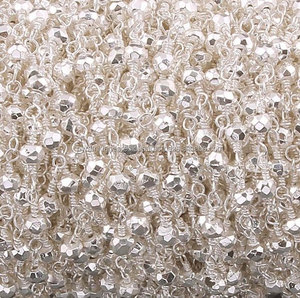 Pyrite en argent 3-4mm à facettes Rondelle pierre précieuse plaqué chapelet chaîne perlée pour la fête de mariage anniversaire et cadeau - Product Image 3