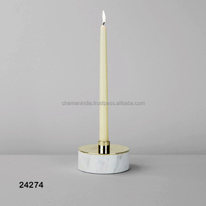 Polished Brass and Marble <b>Candle</b> <b>Stand</b> - Product Image 1