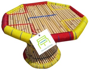 Mid-Century Vintage Style Eco Friendly Cane Bamboo Wooden Indoor Outdoor <b>Garden</b> Lawn <b>Kids</b> <b>Chairs</b> <b>and</b> <b>Table</b> Furniture Set - Product Image 5