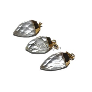 Semi Precious Electroplated Faceted Crystal Drop Pendants - Product Image 1