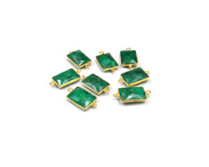 Gold Plated Multi-Gemstone Birthstone Bezel Boho Connector with Emerald Dyed <b>Wire</b> Wrapped Statement Jewelry Findings Components - Product Image 3