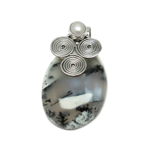 Jolie lunette ovale en forme de poire, opale pissritique blanche, pendentif en argent Sterling 925, bijoux en argent 925, bijoux en argent - Product Image 2