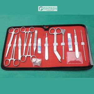 Set Bedah Kecil Potongan Pelajar 18 Buah <span class=keywords><strong>Kit</strong></span> Pembedahan Instrumen Bedah PK Casing Kulit Hitam CE ISO PTI-K-13A - Product Image 1