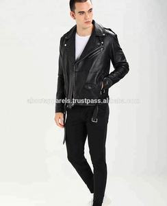 Vente en gros en vrac de vêtements pour hommes à la mode vestes et manteaux de moto en cuir de mouton véritable respirant - Product Image 5