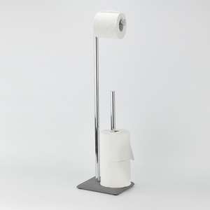 Escobilla de baño de tubo metálico y soporte de papel con base de hormigón - Product Image 3