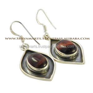 Nueva moda Ojo de Tigre piedra preciosa pendiente hecho a mano 925 joyería de plata esterlina pendientes regalo para ella - Product Image 2