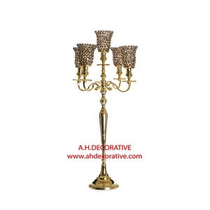 Candelabro de plata hecho a mano para decoración, 5 velas, decoración de mesa, pequeña boda - Product Image 5