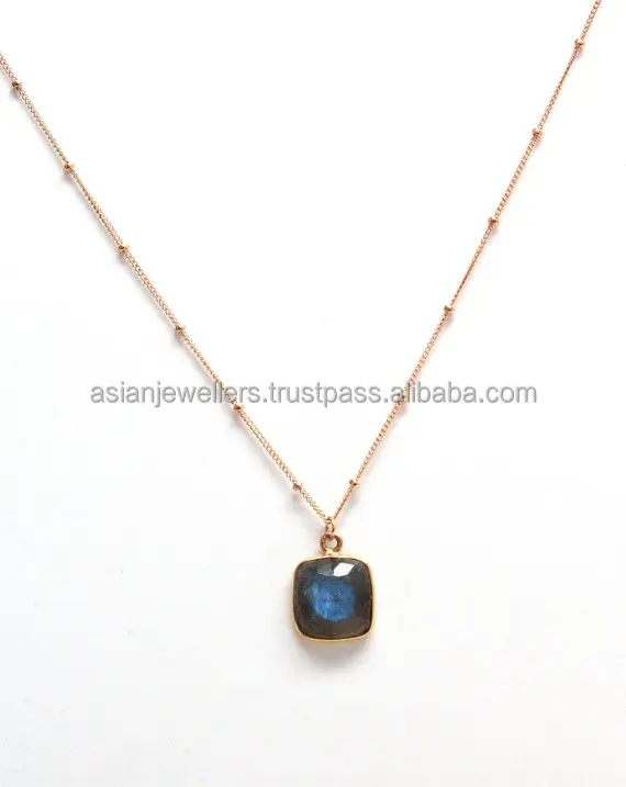Vermeil gold labradorite Gemstone necklace pendants