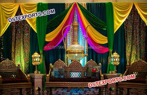 Couchuk ไม้แกะสลักสไตล์โบราณเฟอร์นิเจอร์เวทีแต่งงานของชาวมุสลิมชาวปากีสถาน - Product Image 4