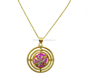 Collier pendentif de luxe en titane tendance, couleur druse rose, tous les jours, assorti à tout, plaqué or en laiton pour femmes - Product Image 2