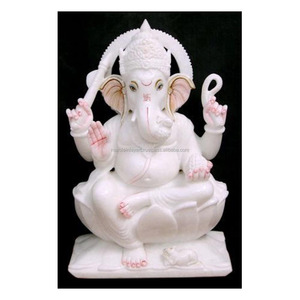 Statue de Ganesha en marbre blanc pur - Product Image 1