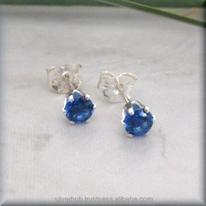 Boucles d'oreilles 925 en argent massif saphir bleu naturel, bijoux faits à la main, belles pierres précieuses - Product Image 3