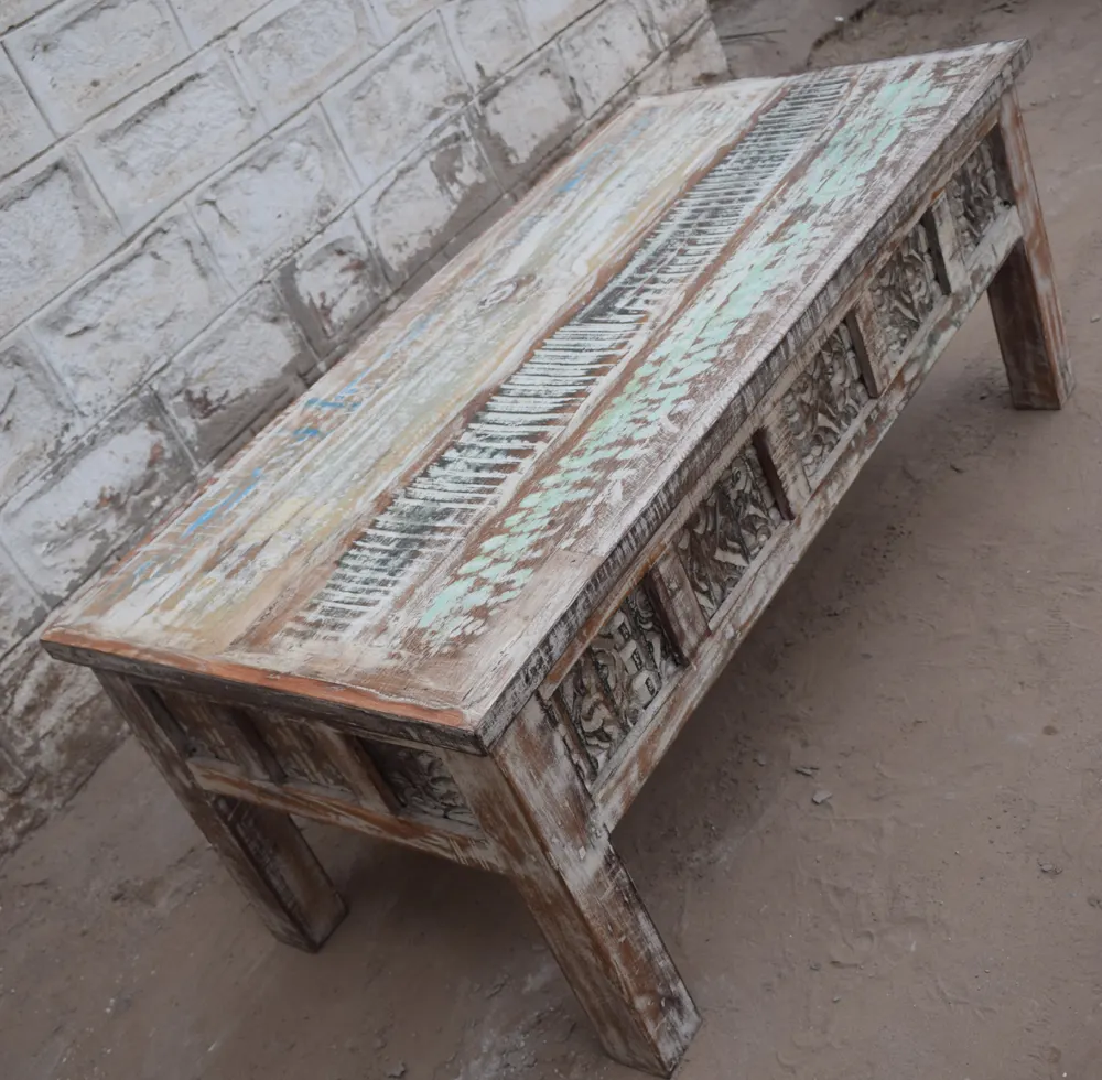 Living Room Handmade Rustic Reclaimed Wooden Coffee Table Furniture Wholesale Reclaimed Wooden Furniture Supplier