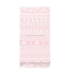 Serviette de Peshtemal turque aztèque-Collection tissée Jacquard rose PEST-AZT-PNK. Turc fait - Product Image 2