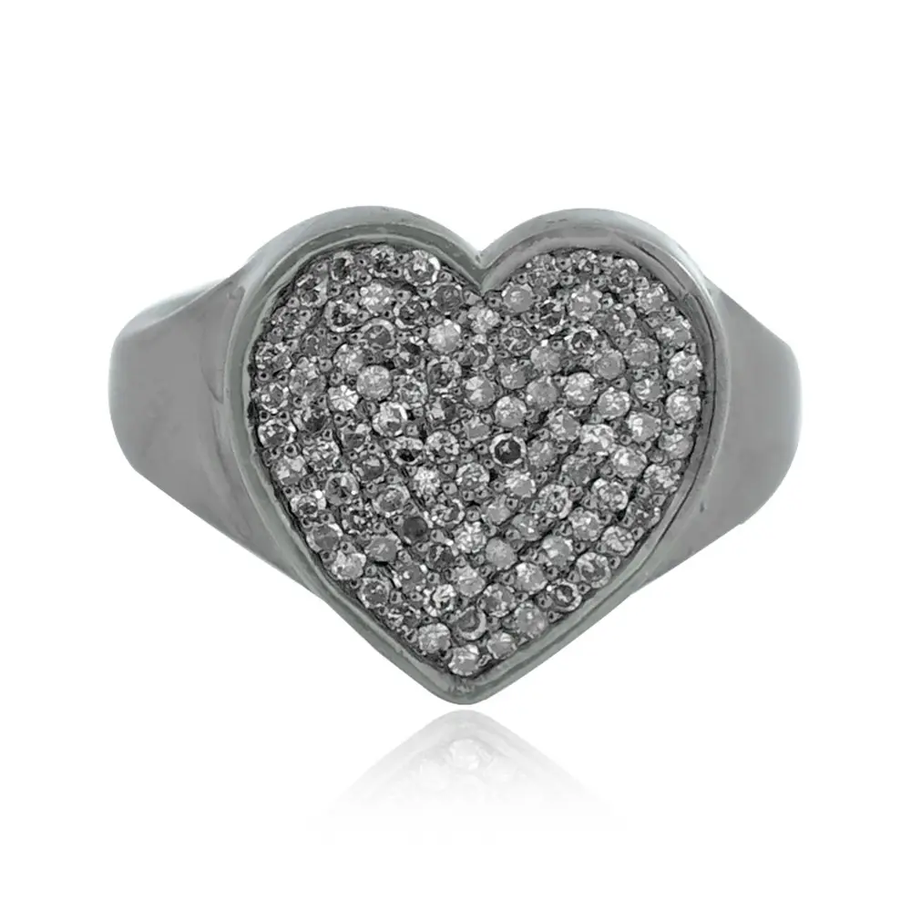 Bague coeur en argent 0.70 avec diamant pavé 925 ct de Metarock jewelry