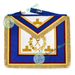Tablier et col de robe complète Mark Grand Officers avec décoration en dentelle de tissu brodé Badge de marque maçonnique à coudre Reglia - Product Image 3