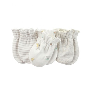 100% coton biologique certifié GOTS nouveau-né bébé mitaines/bébé mitaines ensemble bébé mitaines doigt imprimé et couleur unie ensemble - Product Image 1