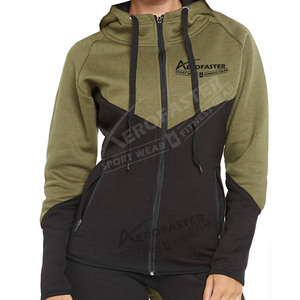 เสื้อฮู้ดมีซิปสำหรับผู้หญิงเสื้อกันหนาวมีฮู้ดพิมพ์ลายเทคนิคสีเขียวมะกอกและสีดำฤดูหนาว - Product Image 1